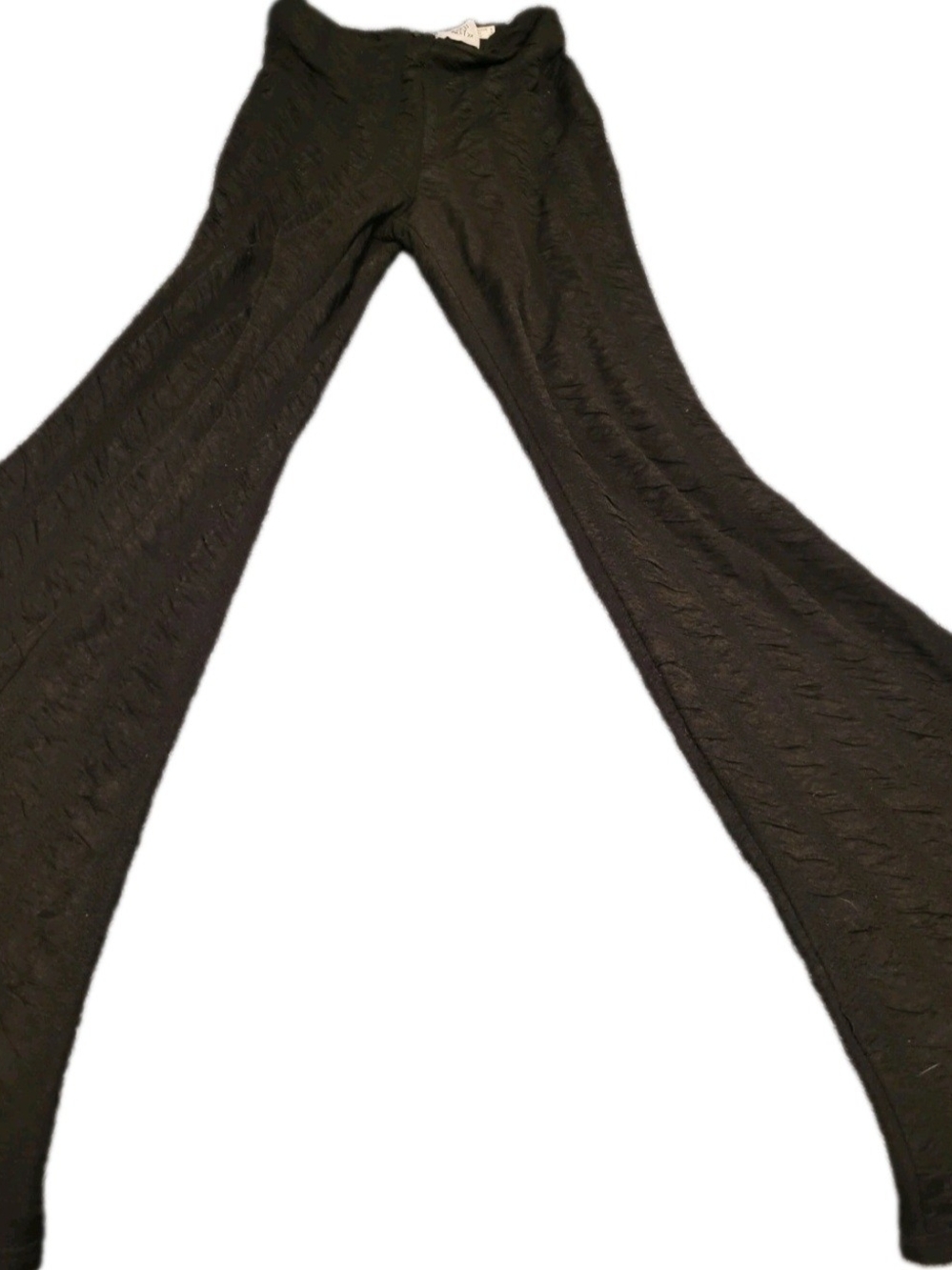 Princess Polly Women’s US 2 Black Textured Flare Bell Bottom Pants Crinkle Y2K